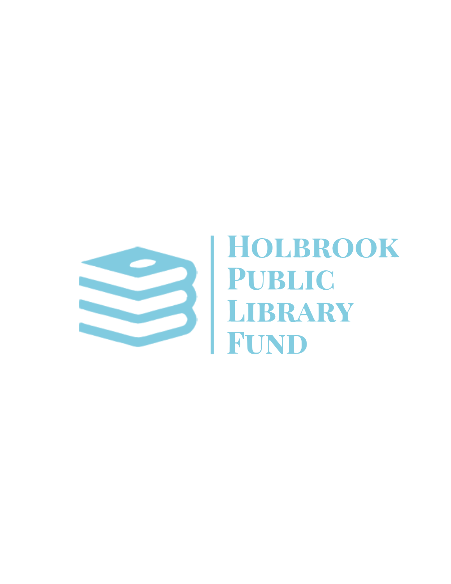 white background with a logo for the Holbrook Library Fund in blue