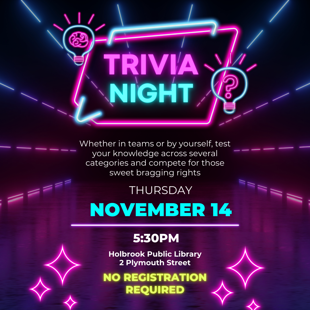 Dark purple background with Trivia Night in a Neon style font