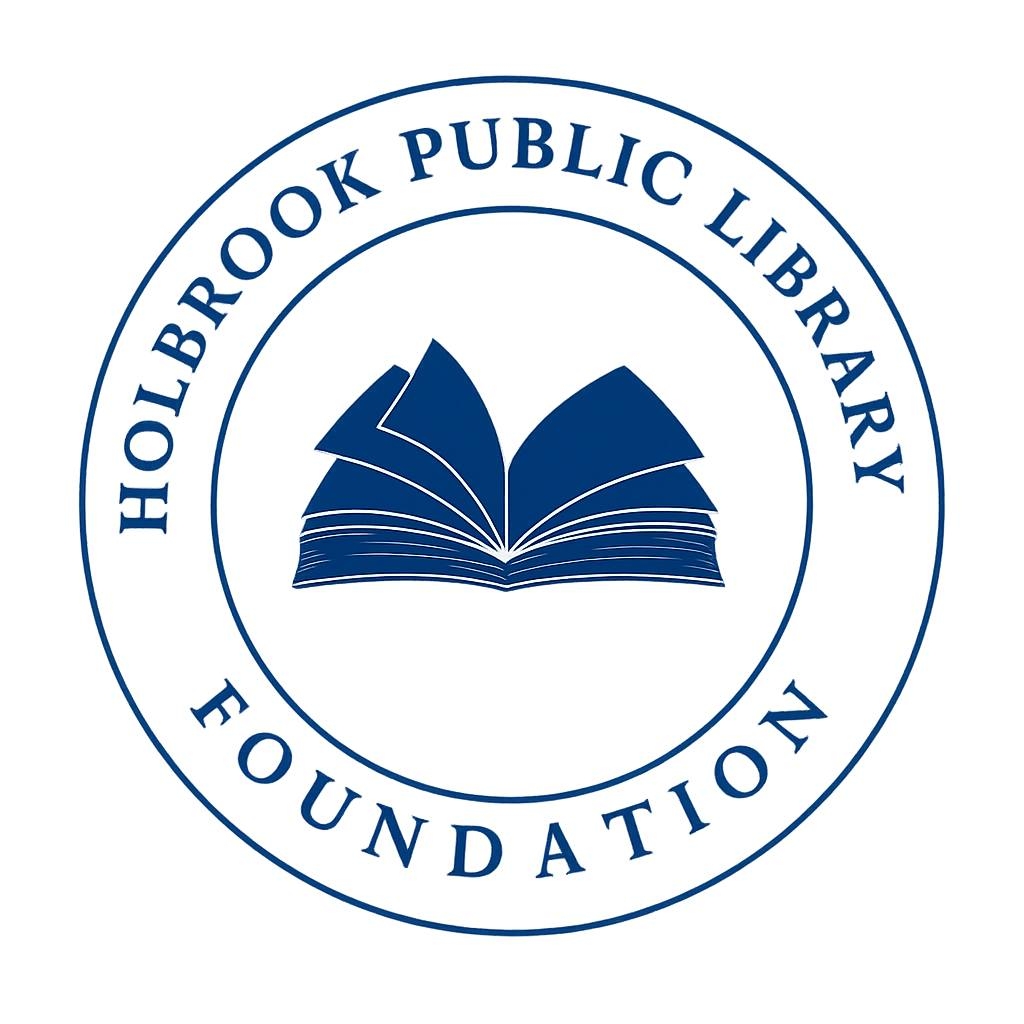 Logo with the words "Holbrook Public Library Foundation" in a circle surrounding an open book.