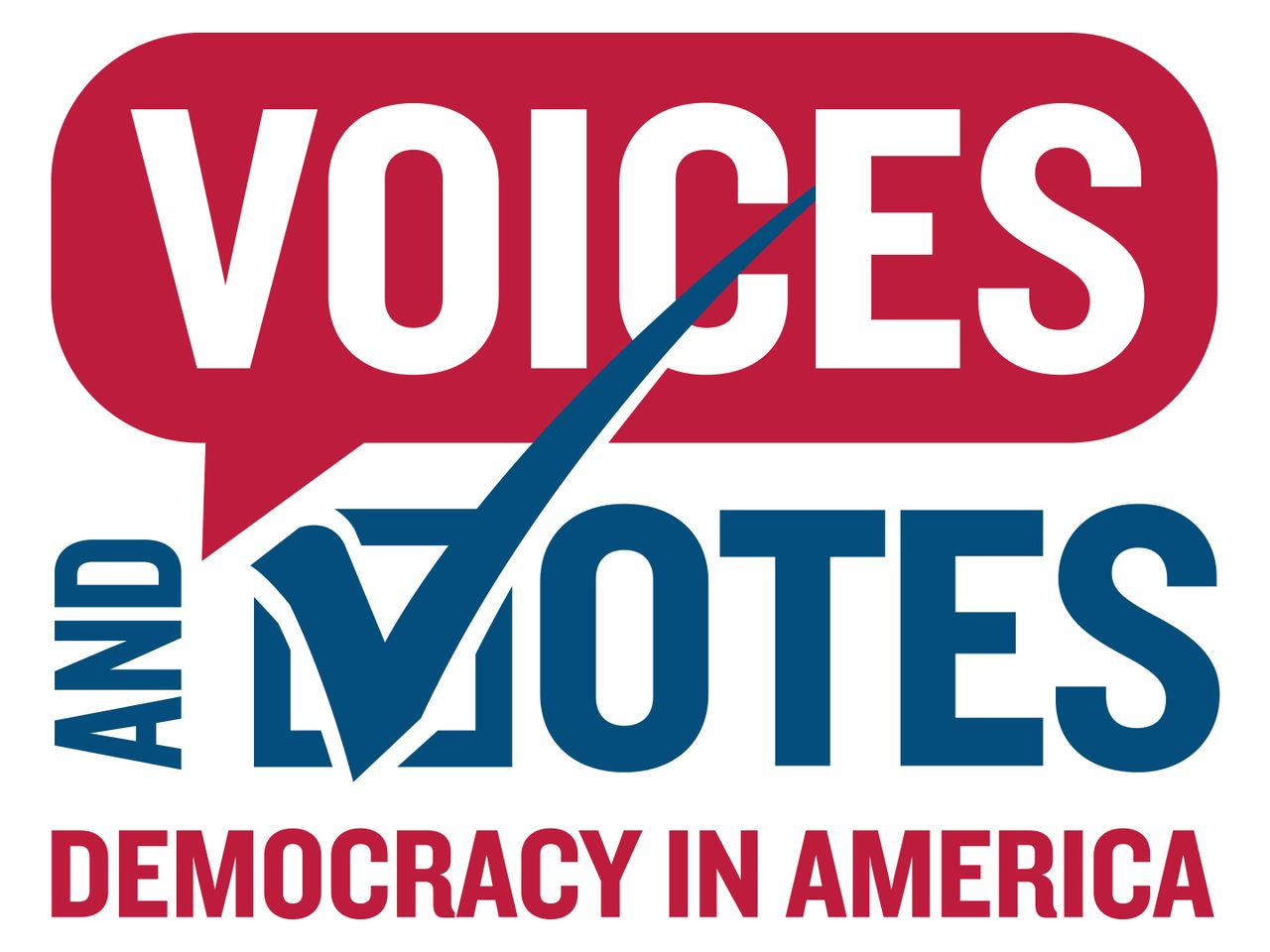 logo that reads "Voices & Votes: Democracy in America"