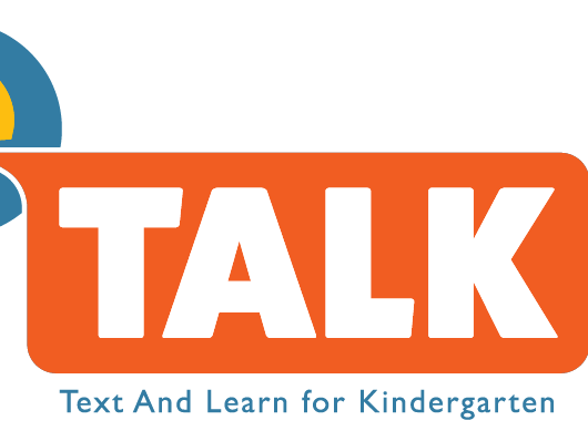 Logo for TALK showing a cartoon figure with a text bubble that reads "Talk".